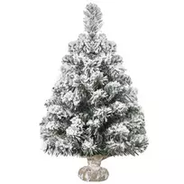 HOMCOM Mini dirbtinė Kalėdinė eglutė 60 cm su sniegu, 67 šakelės, cemento pagrindas, skirta vidaus patalpoms/biurui