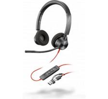 POLY Blackwire 3320 Stereo MS Teams Laidinės ausinės, USB-C/A Adapter, Juoda