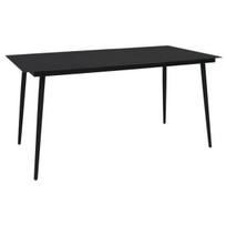vidaXL Sodo valgomojo stalas, juodas, 150x80x74cm, plienas ir stiklas