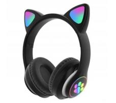 Buetooth ausinės Cat ears LED, juodos