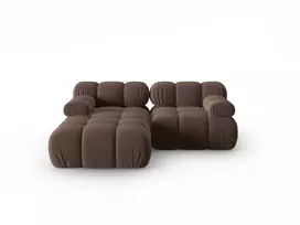 Velvet modulinė kampinė sofa - kairė, Bellis, 3 vietų, 188x155x70, tamsiai ruda