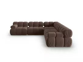 Velvet u formos kampinė sofa, Bellis, 5 vietų, 282x282x70, tamsiai ruda