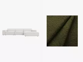 Boucle modulinė kampinė sofa - dešinė, Jodie, 4 sėdimos vietos, 284x166x70, tamsiai alyvuogių žalia