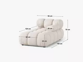 Velvet šezlongas dešininis, Bellis, 1 sėdynė, 155x94x70, kapučino spalvos
