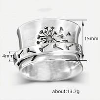 Vintage Dandelion Large Ring For Women Men Zinc Alloy Color Punk Gothic Ring Unisex Accessories Handmade Designer Zircon Lover Gift 7