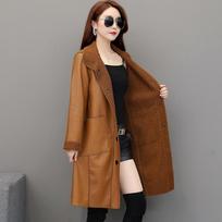 Women Mid length Mother Wear Autumn/Winter Korean Version Versatile Loose Fit Velvet Windbreaker Fur Coat XXXXXL juoda