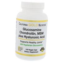 Chondroprotektorius sąnariams ir raiščiams, Gliukozamino Chondroitino MSM Plius Hialurono Rūgštis, California Gold Nutrition  120vegetarinių kapsulių (03427001) 120vcaps