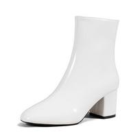 Balti Ankle Boots Moterims Šoninis Užtrauktukas Tamprios Vidutinio Kulno Didelio Dydžio Trumpas Bato Mados Smailianosiai Batai 42 balta