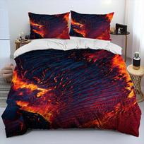 3D Volcano Lava Magma Comforter Bedding Set,Duvet Cover Bed Set Quilt Cover Pillowcase,King Queen Size Bedding Set Adult Child EU Twin(135x200cm) bordinė