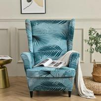 Stretch Printed Wing Chair Cover Floral Style Spandex Nordic  Armchair Covers Living Room Sofa Slipcovers with Seat Cushion Case 1 Piece