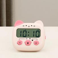 Electronic Timer, Cartoon Digital Time Management, Mini Kitchen Reminder for Elementary School Students pink