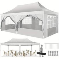 Lauko palapinė paviljonas 3x6 m su sienelėmis, baltas vestuvinis baldakimas, lengvai surenkama stovyklavimo ir sodo pavėsinė TOOLUCK