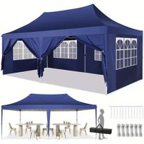 Lauko palapinė paviljonas 3x6 m su sienelėmis, mėlyna pavėsinė sodui, vestuvėms ir vakarėliams TOOLUCK