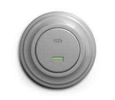 Kliklap - Retro USB rozetė A+C su pilku rėmeliu