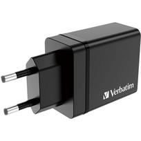 Verbatim - Netzteil - 30 Watt - 5 A - PD 3,0, QC 3,0 - 4 Ausgabeanschlussstellen (24 pin USB-C, 3 x USB Typ A) - Schwarz - Europa (49700)