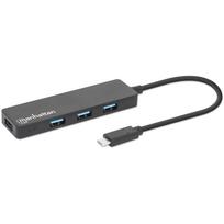 Manhattan USB-C Dock/Hub, Ports (4): USB-A (x4), 5Gbps (USB 3.2 Gen1 aka USB 3.0), External Power Supply Not Needed, Universal for all devices, SuperSpeed USB, Black, Three Year Warranty, Equivalent to HB30CM4AB