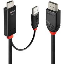 Lindy - Adapterkabel - USB, HDMI männlich zu DisplayPort männlich - 2,0m - abgeschirmt - Schwarz - rund, aktiv, Support von 4K 60 Hz (41499)