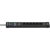 Brennenstuhl Premium-Line, power distribution unit with USB ports, 6 sockets, 3m, black, with switch and surge protection (1951160606)
