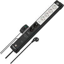Premium-Line Comfort Switch Plus Steckdosenleiste 6-fach, 2x permanent (schwarz/hellgrau, 3 Meter Kabel, mit Hand-/Fußschalter)