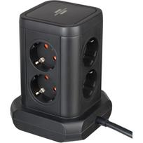 Brennenstuhl Steckdosenturm 8-fach mit Steckdosen 45°-Anordnung 2x USB A & 1x USB C Power Delivery, mit 2m Kabel, zweipoliger Schalter