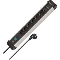 Premium-Alu-Line Steckdosenleiste 6-fach, 2x USB (schwarz/aluminium, 3 Meter Kabel, USB-A, USB-C, mit Sicherheitsschalter)