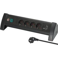Premium-Office-Line Steckdosenleiste 4-fach, 2x USB, für den Schreibtisch (schwarz, 1,8 Meter Kabel, USB-A, USB-C, mit Sicherheitsschalter)