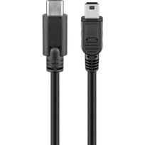 Wentronic Goobay USB 2.0 Mini-Stecker (Typ B, 5-Pin) > USB-C Stecker Kabel, Schwarz, 0.5 m - USB 2.0 HighSpeed (67989)