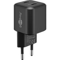 USB-C Dual-Schnellladegerät Nano, PD, GaN, 35 Watt (schwarz, 2x USB-C, Power Delivery 3.0)