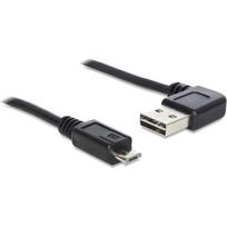 Delock Easy - USB-Kabel - USB (M) links/rechts abgewinkelt, umkehrbar zu Micro-USB Typ B (M) gerade - USB2.0 - 50cm - Schwarz (85163)