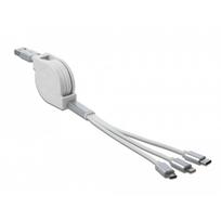 Delock - Lightning-Kabel - USB männlich zu Micro-USB Typ B, Lightning, 24 pin USB-C männlich - 98cm - weiß - einziehbar, flach (85850)