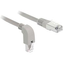 DeLOCK - Patch-Kabel - RJ-45 (M) nach unten gewinkelt bis RJ-45 (M) - 50cm - S/FTP - CAT 6a - geschirmt, halogenfrei - Grau (85873)