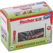 Dübel DUOPOWER 5x25 S LD (hellgrau/rot, 50 Stück, mit Schraube)