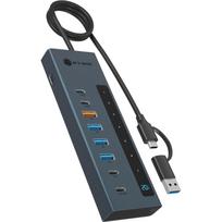 ICY BOX 9-in-1 HUB, 7x HUB Port (3C+ 4A) mit 1x USB-C für Laden (PD 20W mit display) & 1x PD 100W (upstream to Host) USB 3.2 Gen2, 10Gbit/s (IB-HUB1743-CPD)