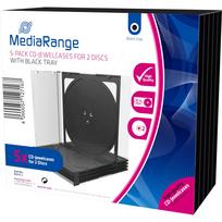 MEDIARANGE Behälter CD-Aufbewahrung - Kapazität: 2 CD/DVD - Schwarz, durchsichtig (Packung mit 5)