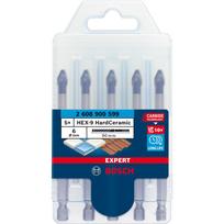 Bosch Expert HEX-9 HardCeramic - Bohrersatz - für weiche Fliesen, harte Fliesen - 5 Stücke - 6 mm - Länge: 90 mm