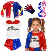 Harley Quinn Mergaitės Persirengimo Kostiumas Su Peruku, 5 Vnt., Ele Xl
