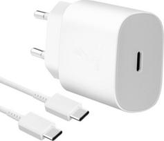 EP-TA800EWE + EP-DA905BWE "Samsung" 25 W kelioninis įkroviklis + USB-C|USB-C duomenų perdavimo kabelis, baltas (Nefasuotas)