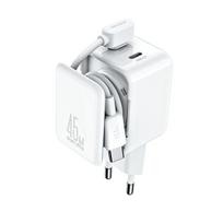 Įkroviklis Joyroom 'TCL05' baltas GaN Ultra 45W (2xUSB-C) + 'Type-C' 120cm 60W kabelis