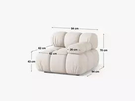 Velvet Modulinės sofos dalis, Bellis, 1 sėdynė, 94x94x70, geltona