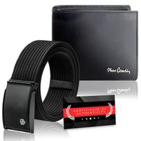 Dovanų rinkinys vyrams: odinė piniginė Pierre Cardin RFID ir diržas Stevens 323206