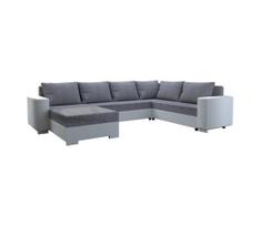Universali apmušta U formos išskleidžiama kampinė sofa YORK, balta/pilka