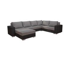 Apmušta universali U formos išskleidžiama kampinė sofa YORK, pilka/kreminė/ruda