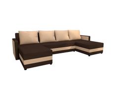 Universali apmušaluota U formos išskleidžiama kampinė sofa BRISTOL, ruda/smėlio spalvos