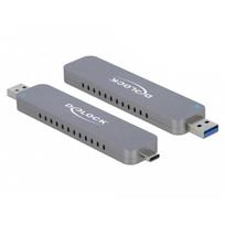 Externes Gehäuse für M.2 für M.2 NVMe PCIe SSD, Laufwerksgehäuse silber, mit USB TypeC und Typ-A Stecker