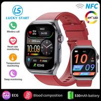 LUCKY START AMOLED Išmanusis laikrodis ET585 Vyrams EKG Kraujo sudėties Sveikatos stebėjimas Bluetooth skambutis Moterims Sportas Fitneso apyrankė Išmanusis laikrodis silicon juoda