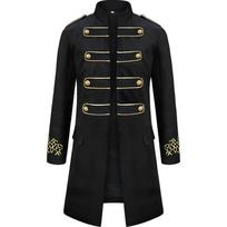 Vyriškas Steampunk Vintažinis Viduramžių Frako Švarkas Renesanso Retro Gotikinis Viktorietiškas Frako Paltas Uniforma Helovino Cosplay Kostiumas XXXL raudona