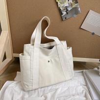 Large Capacity Canvas Solid Letter Tote Bag Versatile Handbag For Commuter Work Student Class Underarm Women'S Bag Shopping Bag smėlis