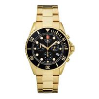 Swiss Alpine Military Master Diver Chronograph Stainless Steel Black Dial Quartz 7053.9117 100M Men's Watch juoda