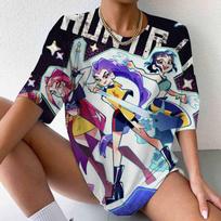 Cute Hot KPop Demon Hunters Print T-shirt Summer Casual Loose T Shirt Women Men Harajuku Shirts S
