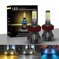 2x LED H8 H9 H11 White/Blue Dual Color COB Bulbs Flash Strobe  Blinking Car Fog Light Kit 12V-24V gray